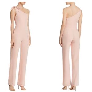 NWT Karina Grimaldi Cocktail Pink One Shoulder Straight Leg Jumpsuit sz S